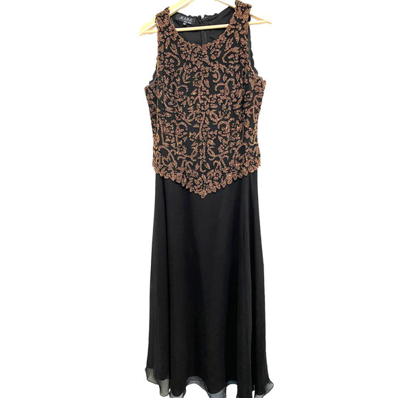 JKARA NEW YORK - beaded black long formal dress, size 10P - Picture 1 of 8